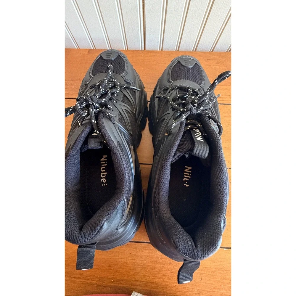Niluber High Rise Black Chunky Sneaker Women's Size 9‎ Lightweight Non-Slip